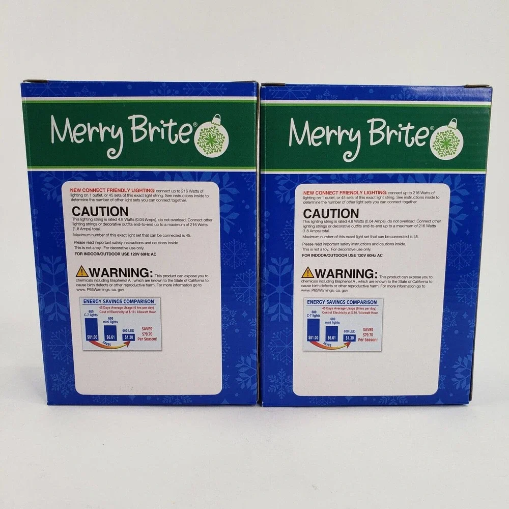 2 Merry Brite 70 Ct LED Mini Style Multi Color Lights Green Wire Christmas Patio